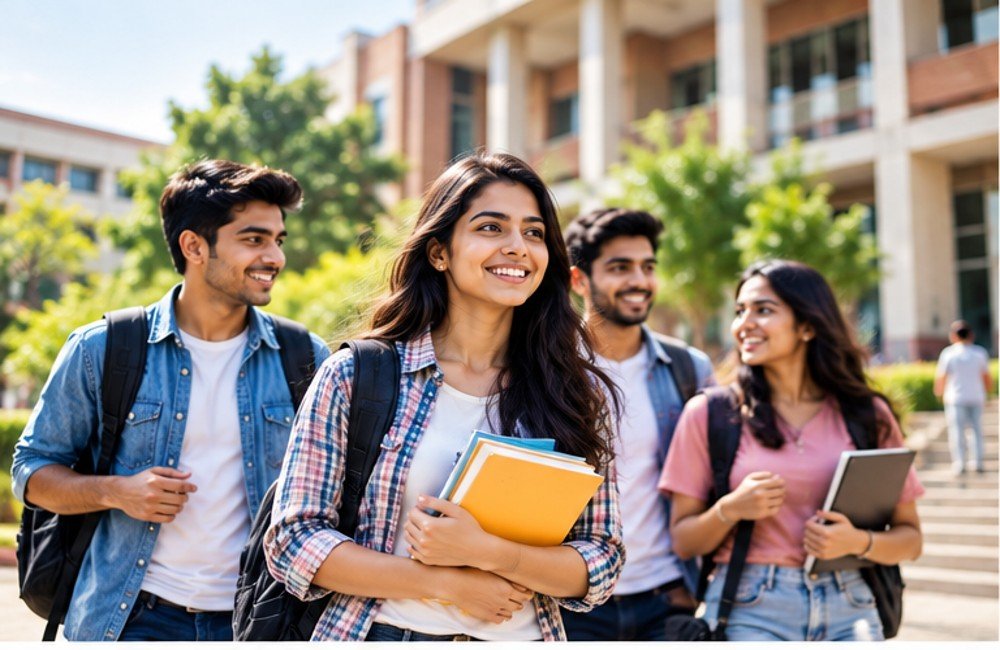 Students on a university campus